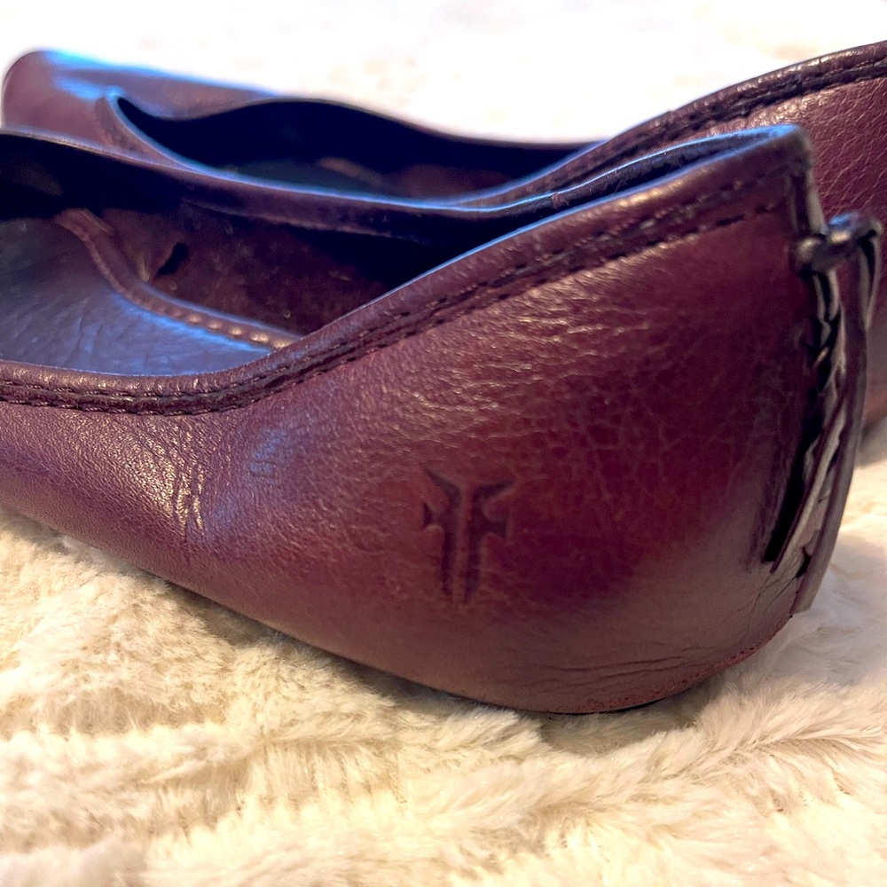 Frye Regina Leather Flats Burgundy
